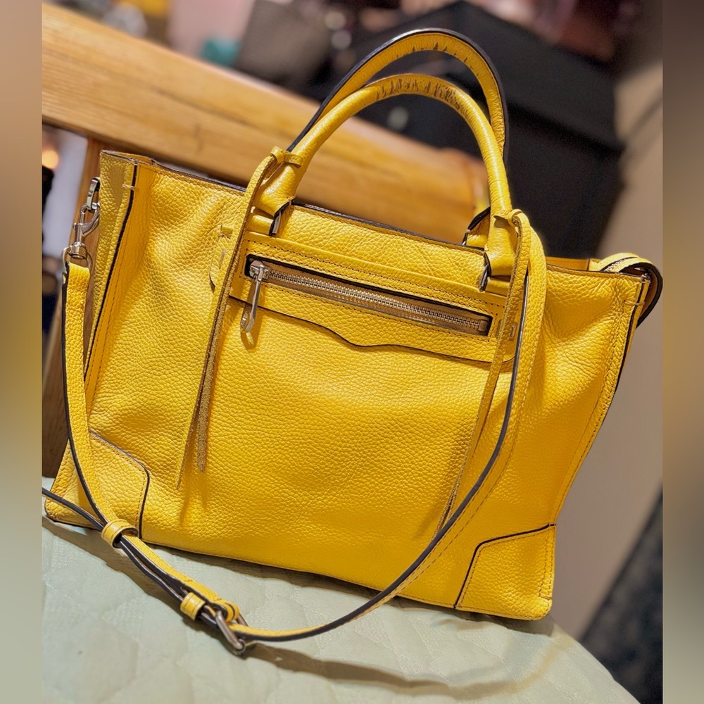 Rebecca Minkoff 🍋 Yellow Leather Regan Crossbody Satchel